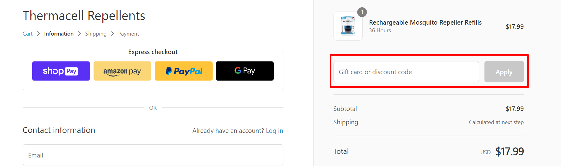 How do I use my Thermacell Outdoors discount code?