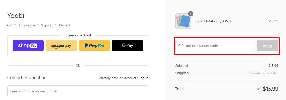 How do I use my Yoobi discount code?