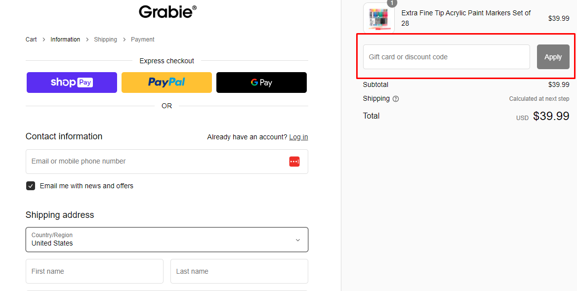 How do I use my Grabie discount code?