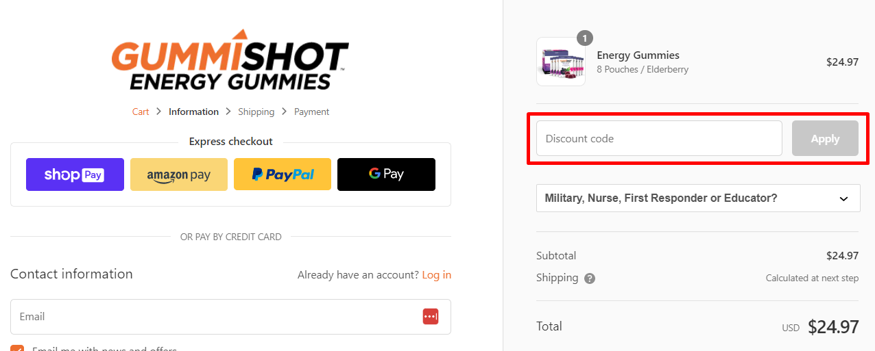 How do I use my GummiShot discount code?