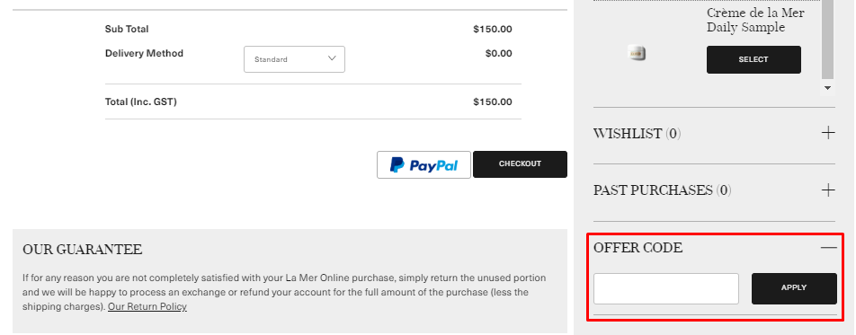How do I use my Creme De La Mer offer code?