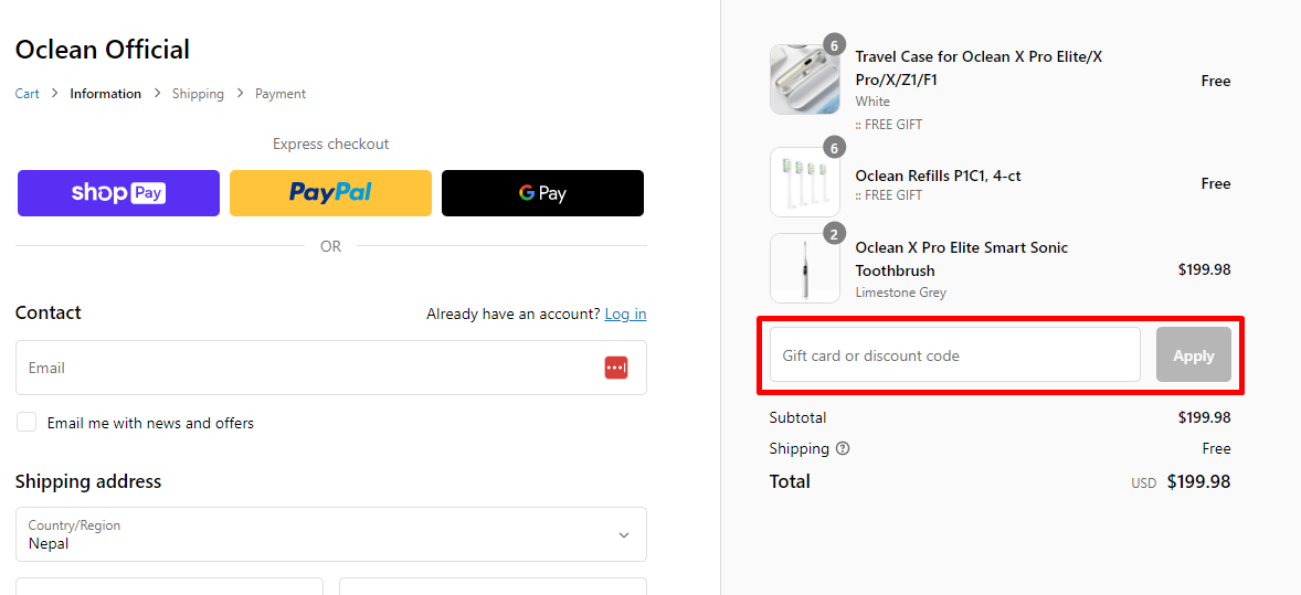 How do I use my Oclean discount code?
