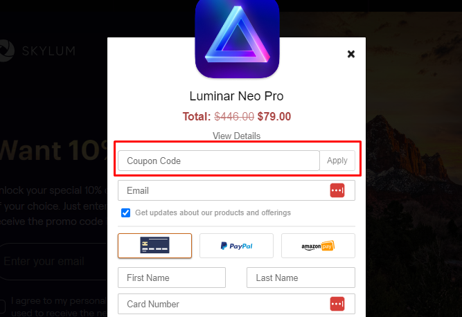 How do I use my Skylum Software coupon code?