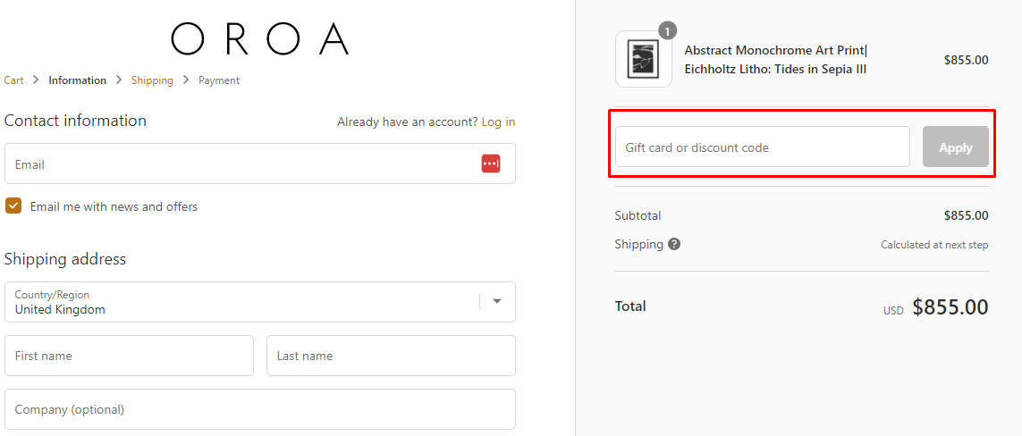 How do I use my OROA discount code?