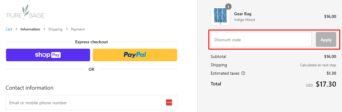 How do I use my Pure Sage discount code