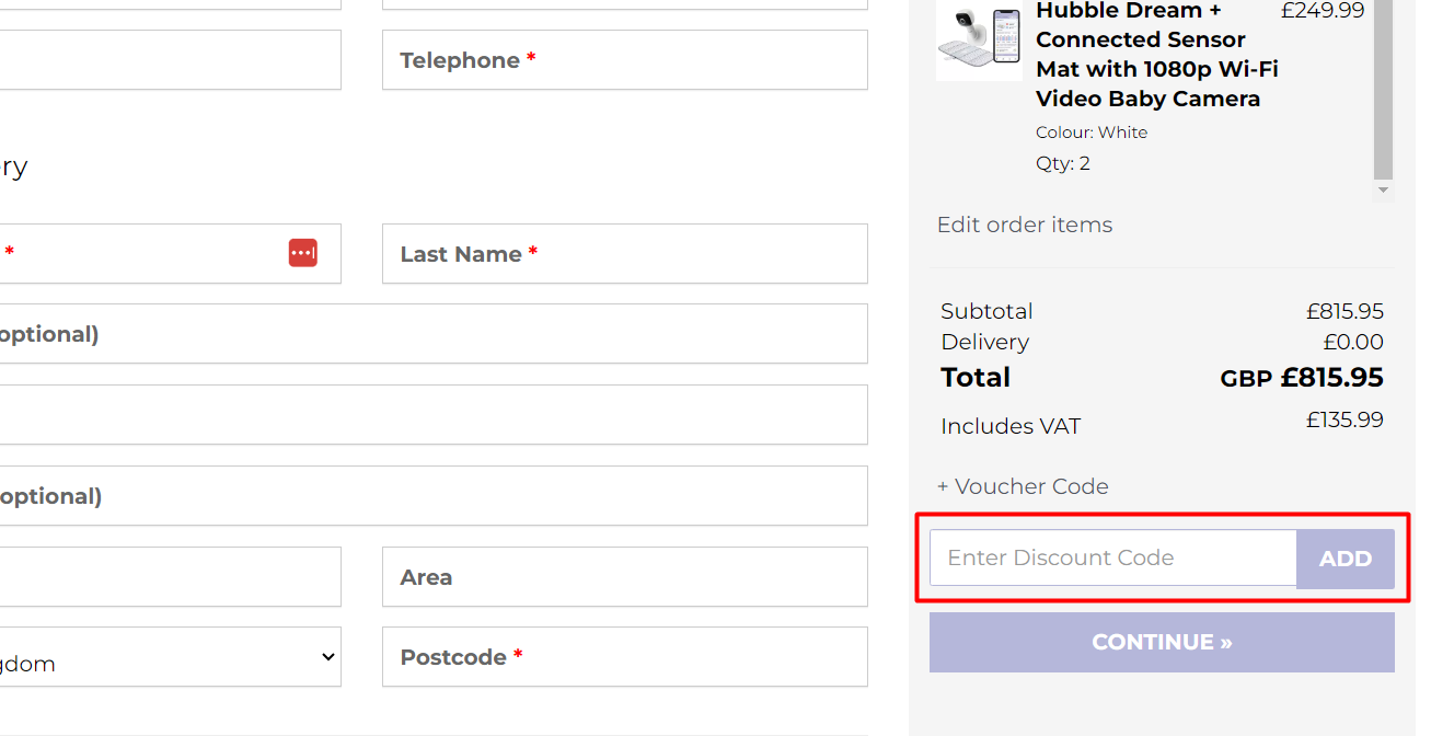 How do I use my Hubble Connected discount code?
