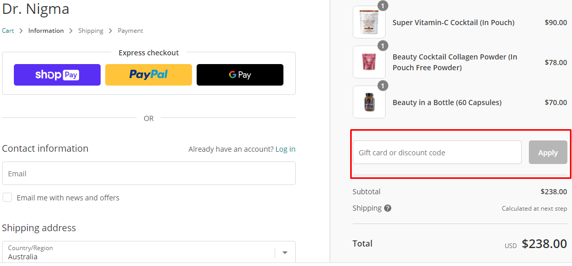 How do I use my Dr. Nigma Talib discount code?
