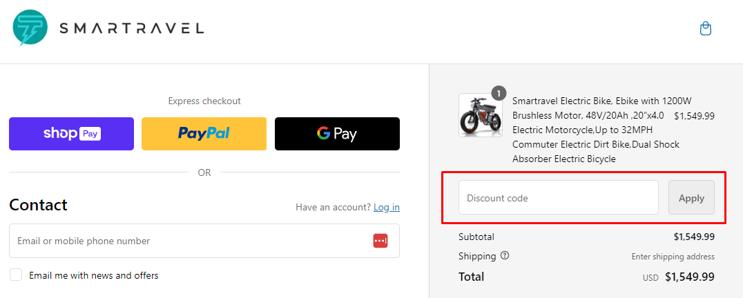 How do I use my SMARTRAVEL discount code?