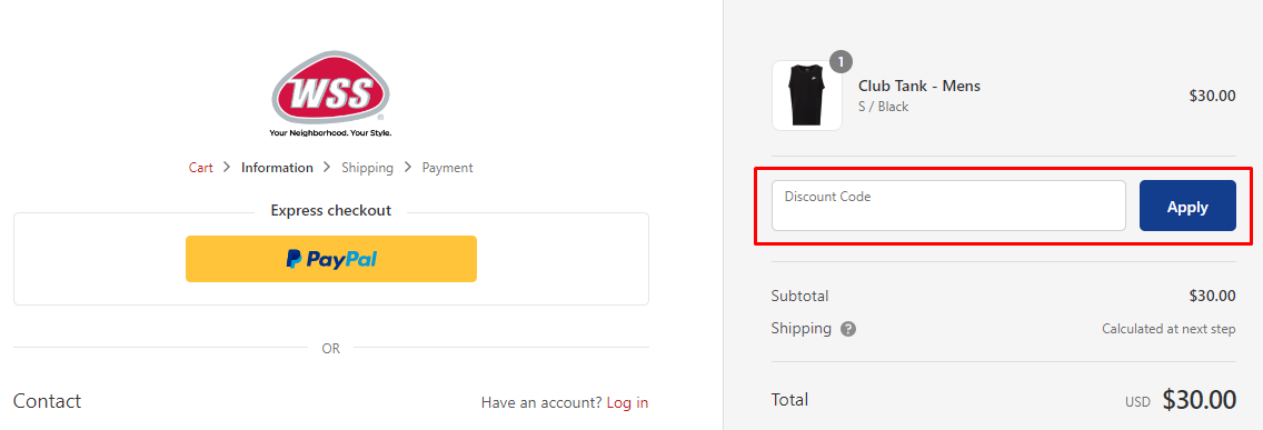 How do I use my WSS discount code?
