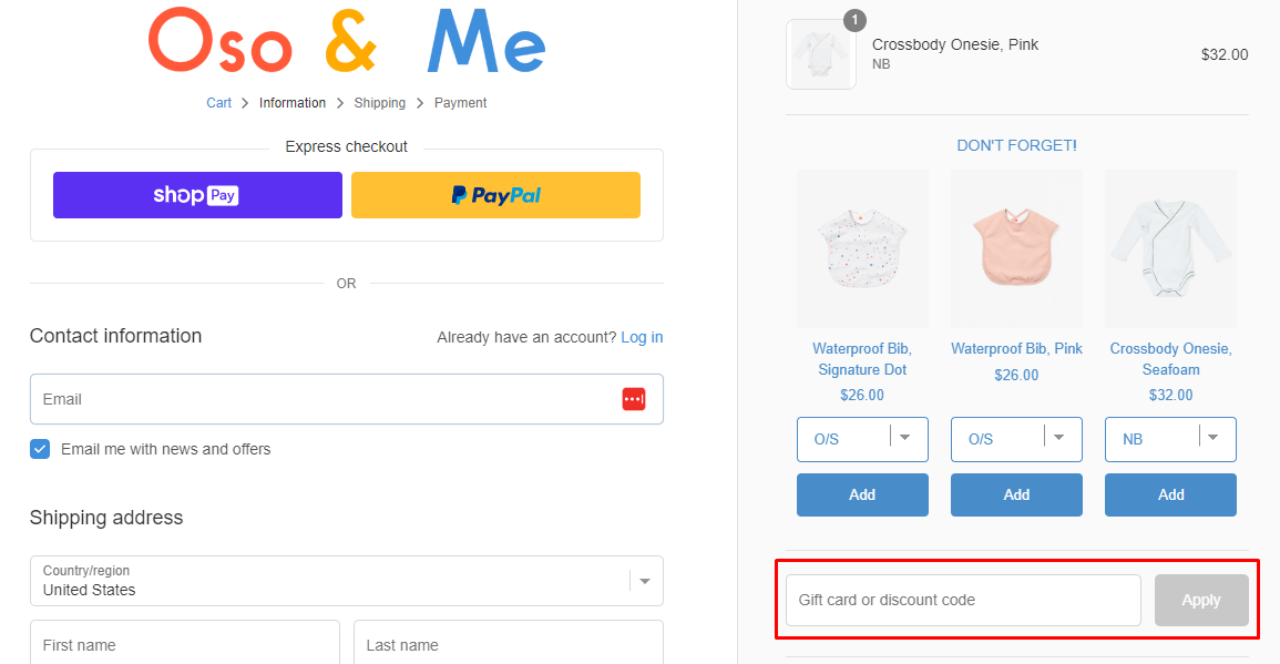 How do I use my Oso & Me discount code?