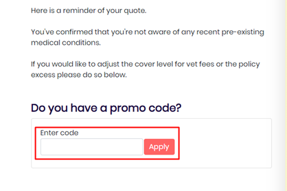 image showing the K9 Cover discount code box