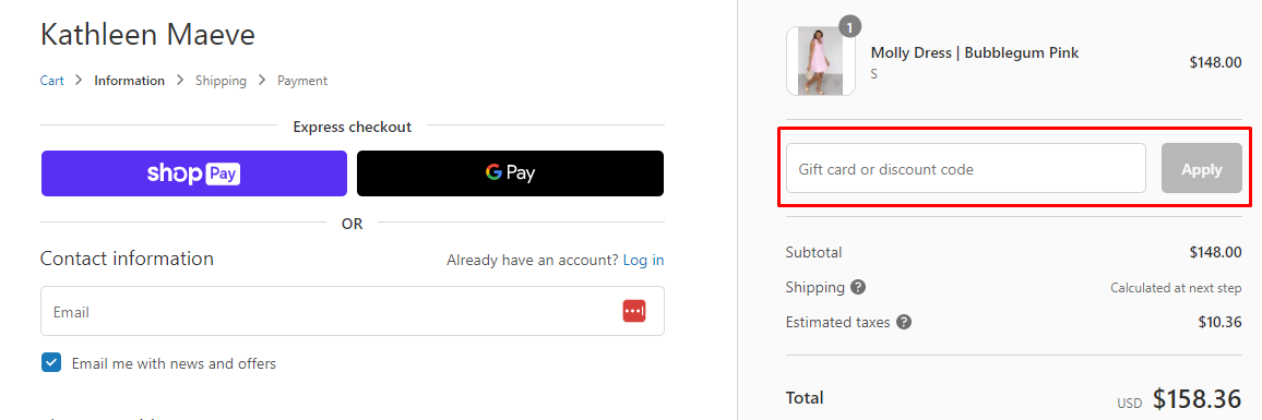How do I use my Kathleen Maeve discount code?