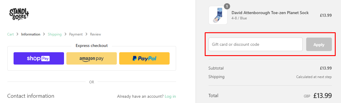 How do I use my Stand4 Socks discount code?