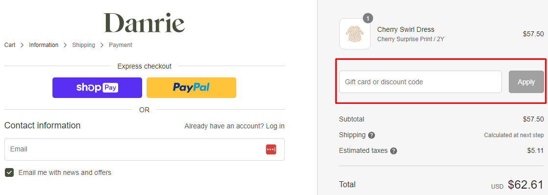 How do I use my Danrie discount code?