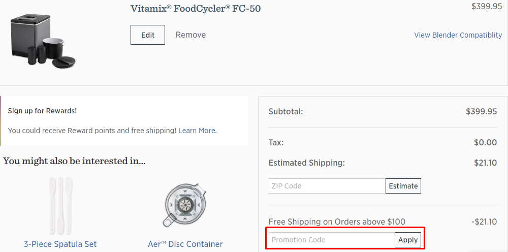 How do I use my Vitamix promotion code?