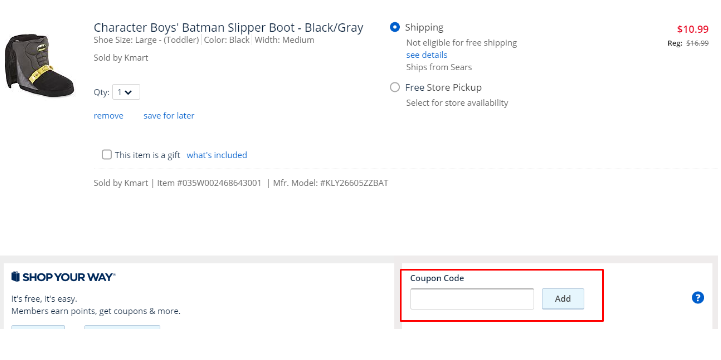 How do I use my Sears promo Code?