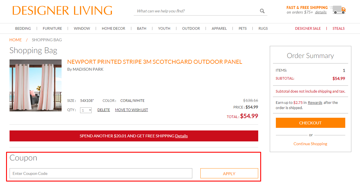 How do I use my Designer Living coupon code?