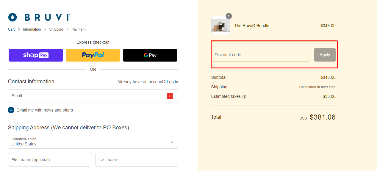 How do I use my Bruvi discount code?