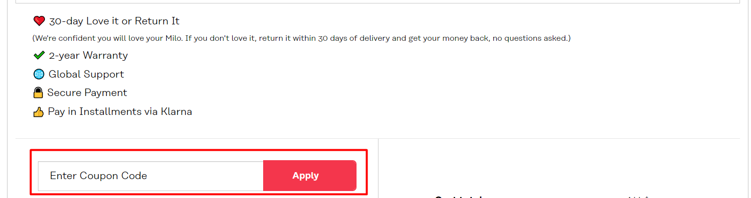 How do I use my Milo Store coupon code?
