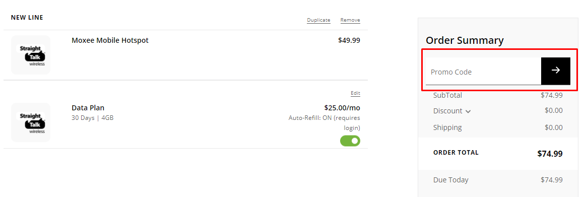 How do I use my Straight Talk promo code?