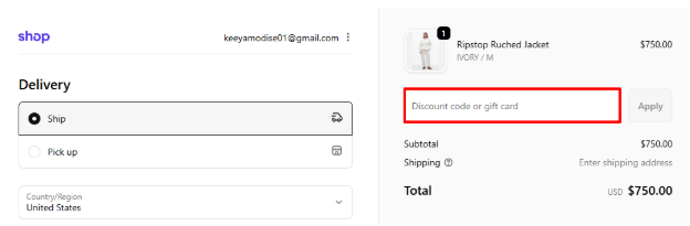 field to enter a 3.1 Phillip Lim promo code