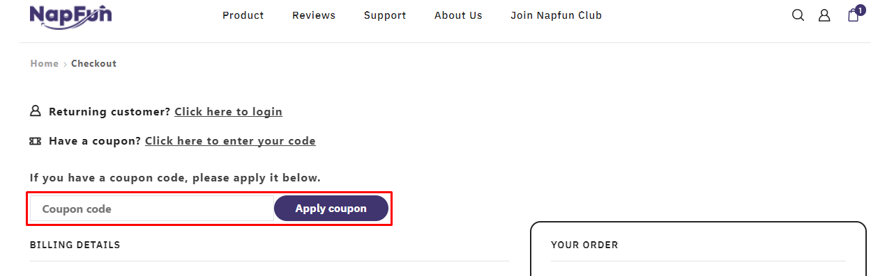 How do I use my NapFun coupon code?