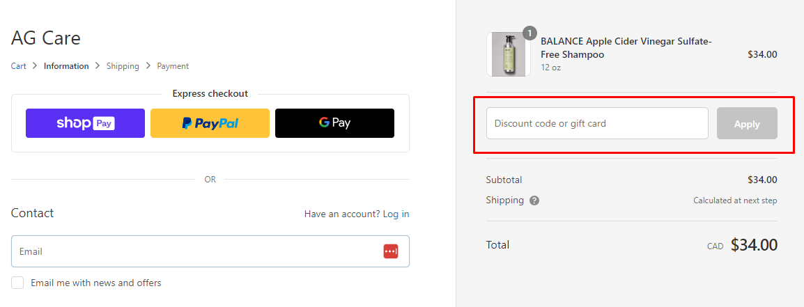 How do I use my discount code?
