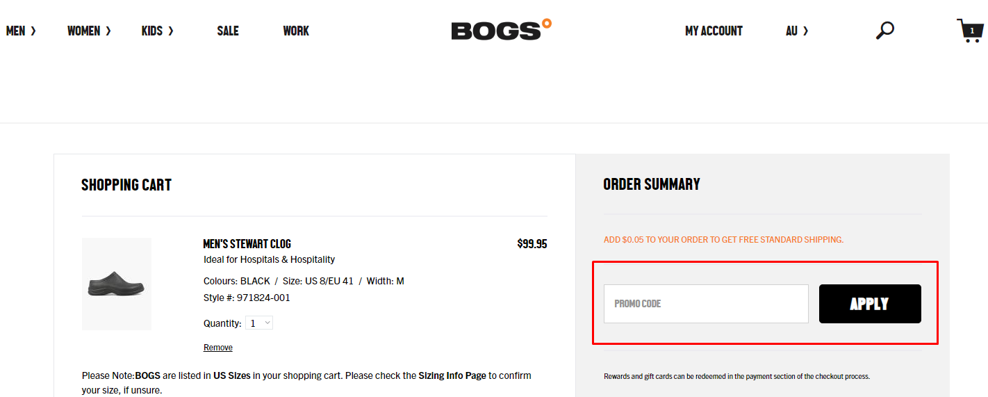 How do I use my Bogs promo code?