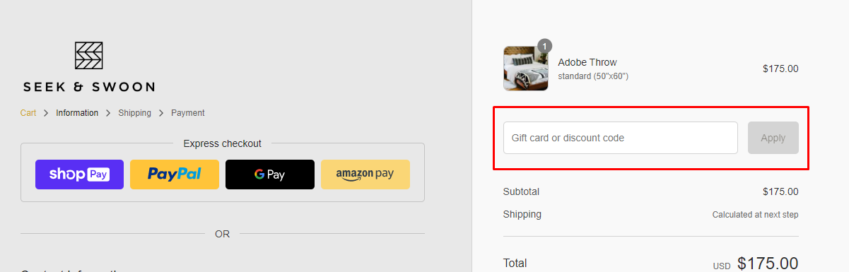 How do I use my Seek & Swoon discount code?