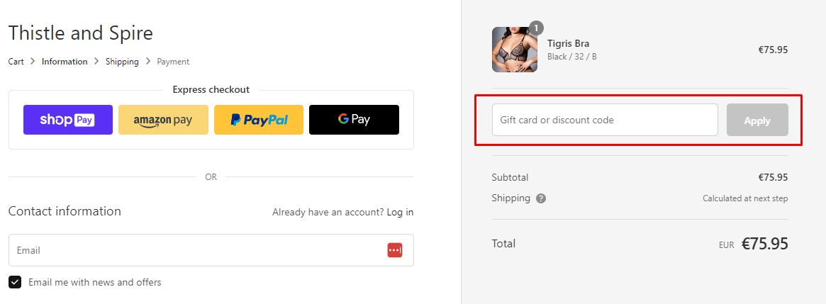 How do I use my Thistle and Spire discount code?