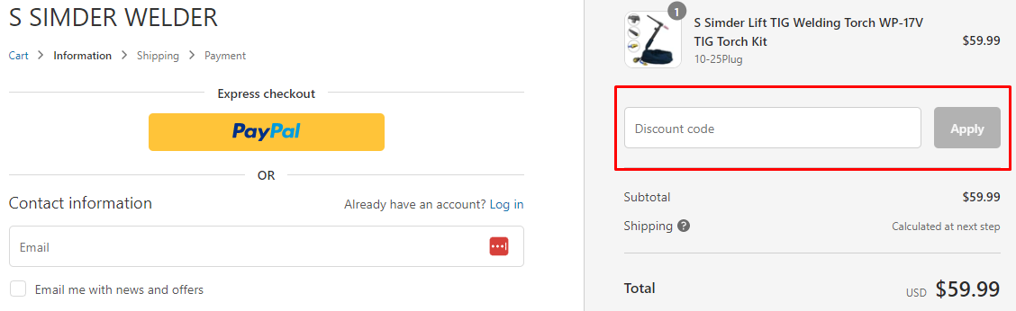 How do I use my S Simder discount code?