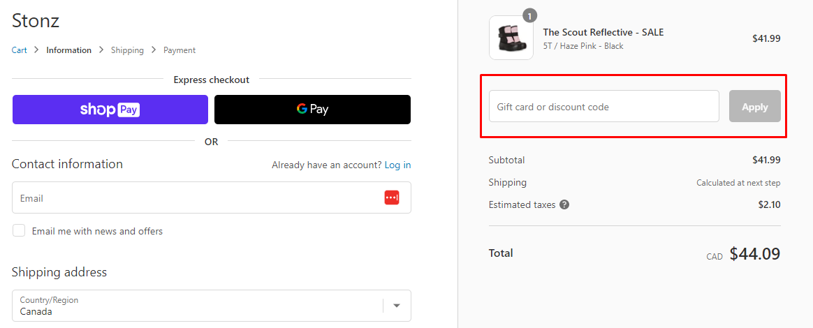 How do I use my Stonz discount code?