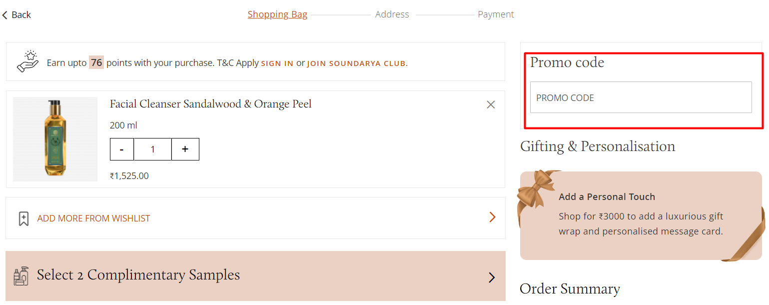 How do I use my Forest Essentials promo Code?