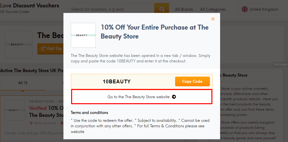 Beauty store offer