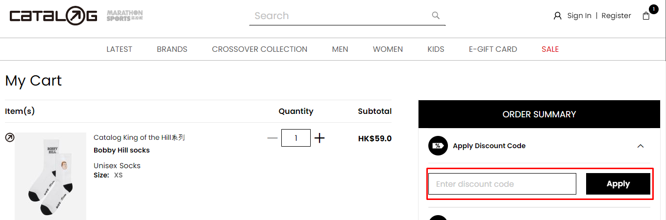 How do I use my Catalog discount code?