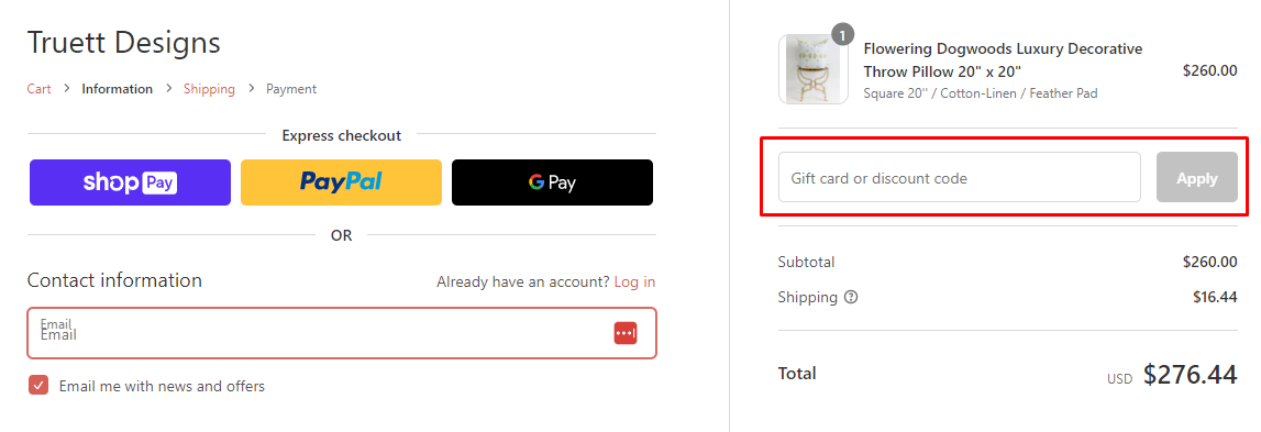 How do I use my Truett Designs discount code?