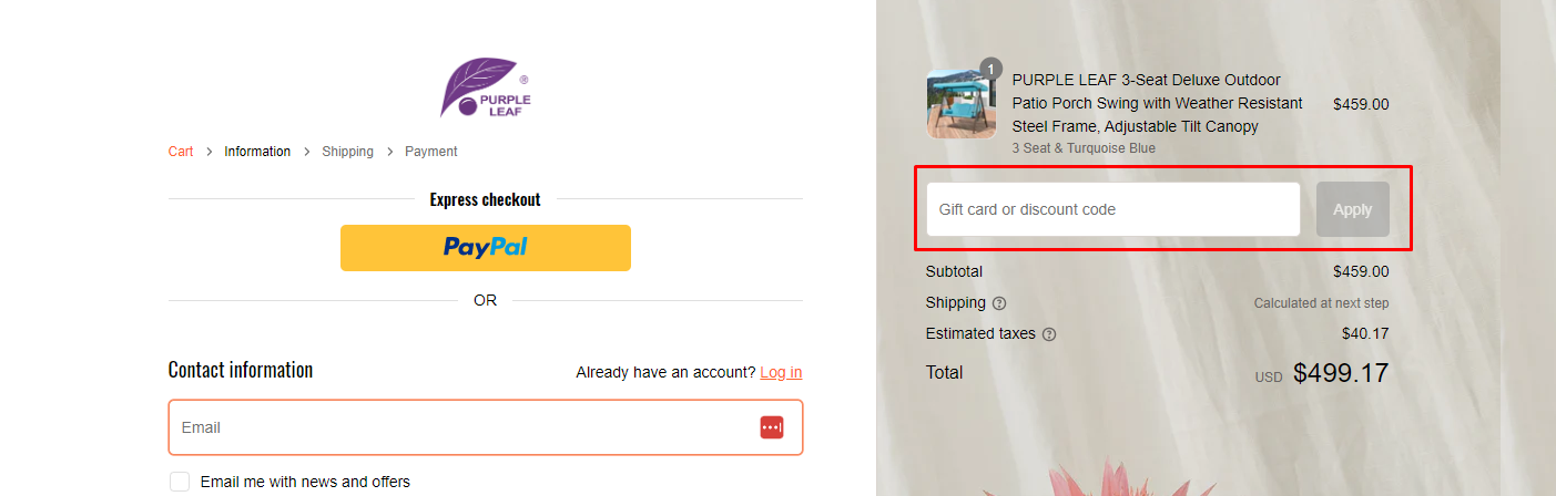 How do I use my Purple Leaf discount code?