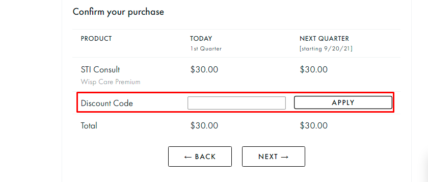 How do I use my wisp discount code?