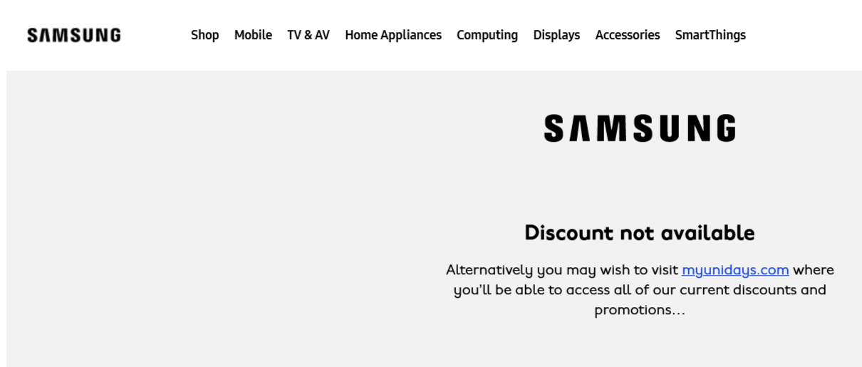 White background written no discounts currently available but to click uni days link for additional information.