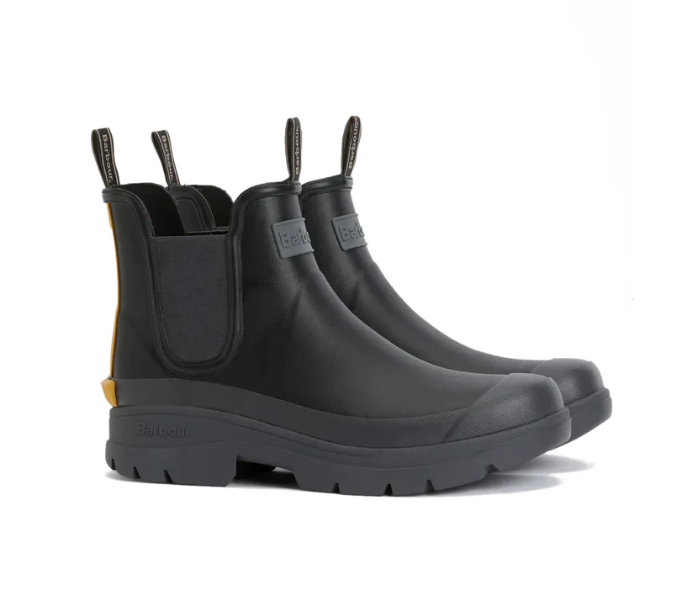 Waterproof walking shoes: A pair of men’s Chelsea Wellingtons rain boots