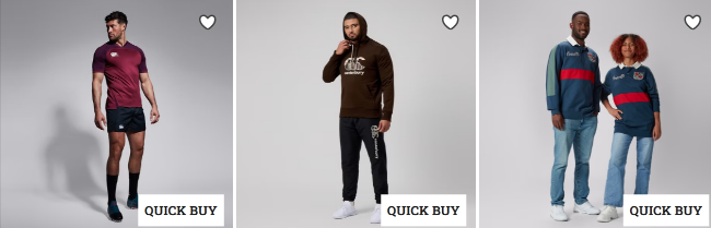 four Canterbury rugby models wearing the Canterbury clothing for men and women