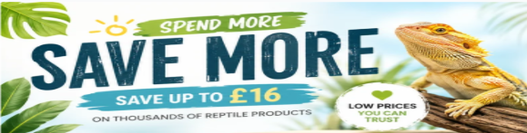 Advertising savings of up to £16 on thousands of reptile products