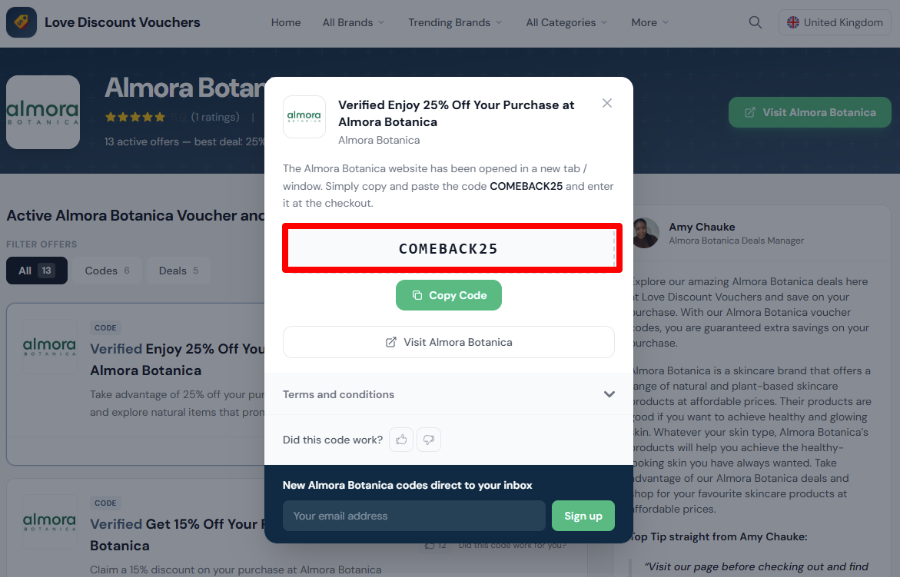 Coy your code to start shopping for your beauty products