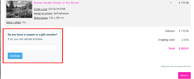 do you have a coupon code box to validate your code