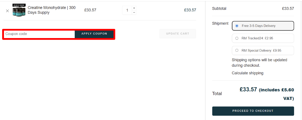 Paste your discount code in the red box yo get your discounted total
