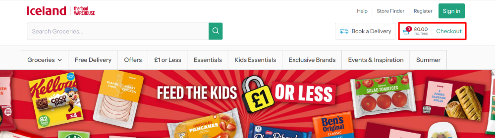 Browsing groceries on the Iceland online store