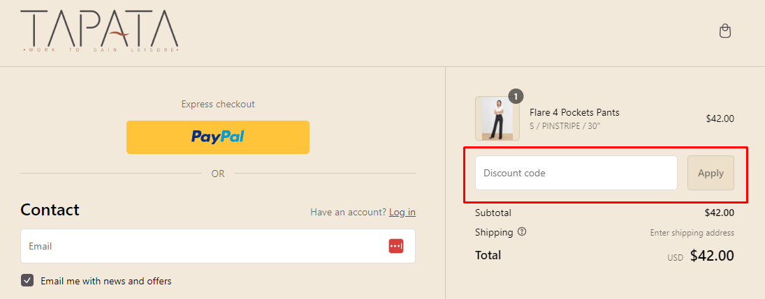 How do I use my TAPATA discount code?