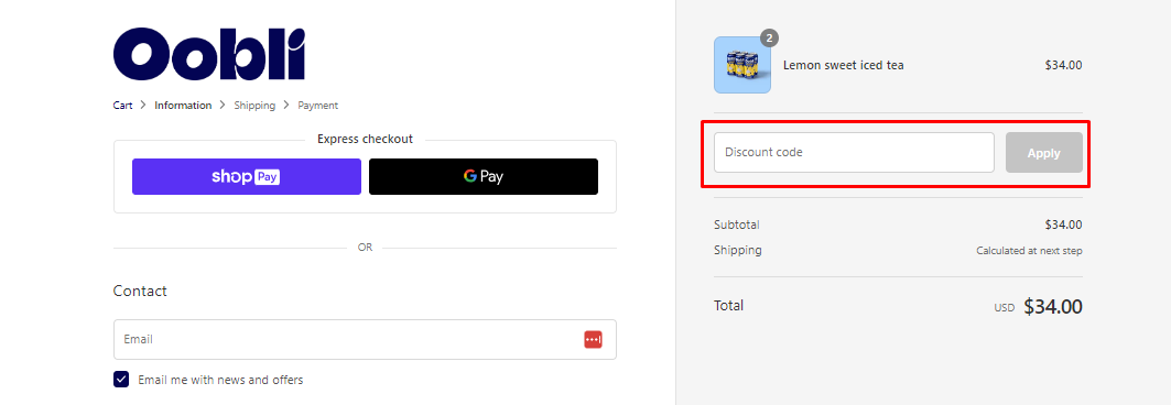 How do I use my Oobli discount code?