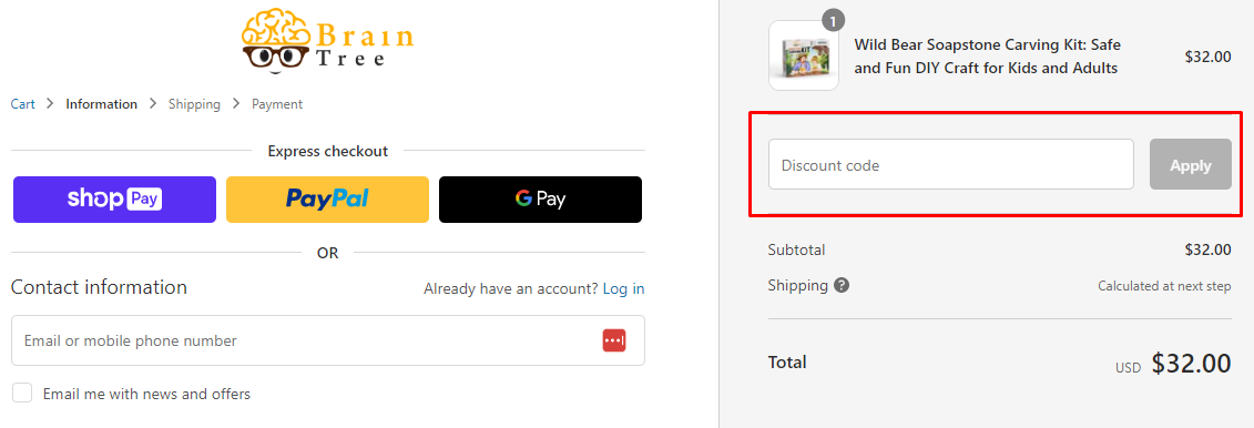 How do I use my Brain Tree Games discount code?