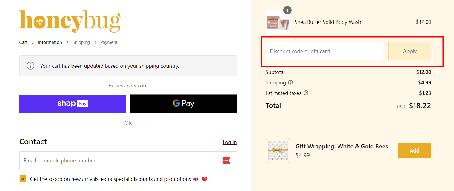 How do I use my Honey Bug discount code?